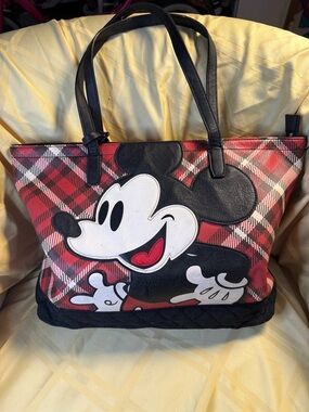 Loungefly x Mickey Mouse Tartan Plaid Tote Bag Purse (One Size, Multicolored)